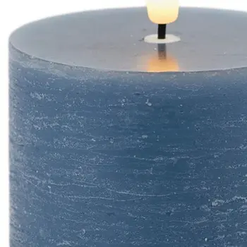 Set of Two Blue Flameless Pillar Candles