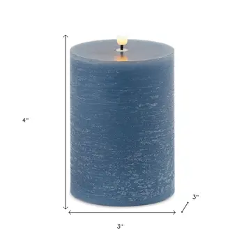 Set of Two Blue Flameless Pillar Candles