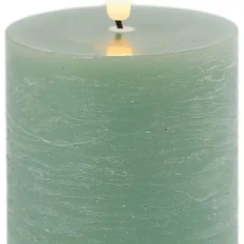 Set of Two Green Flameless Pillar Candles