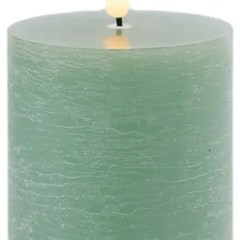 Set of Two Green Flameless Pillar Candles