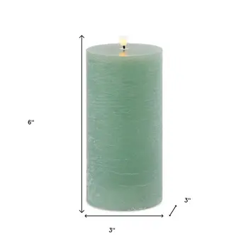 Set of Two Green Flameless Pillar Candles