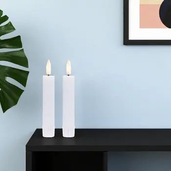 Set of Four White Flameless Taper Candles