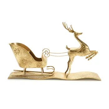 15" Gold Iron Deer Tabletop Sculpture
