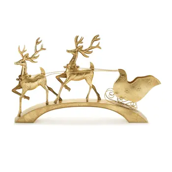 25" Gold Iron Deer Tabletop Sculpture