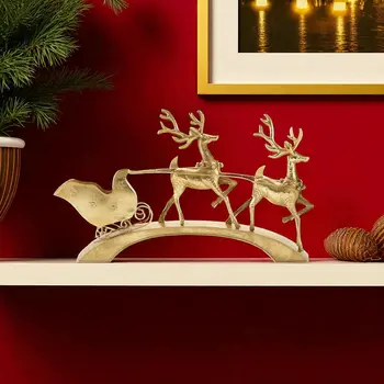 25" Gold Iron Deer Tabletop Sculpture