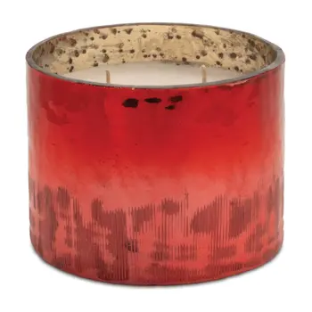 3" White Scented Dripless Two Wick Designer Candle With Red Holder