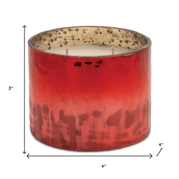3" White Scented Dripless Two Wick Designer Candle With Red Holder