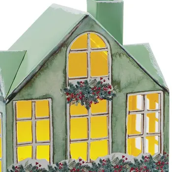 12" Green Red And Gold Iron Tabletop Sculpture