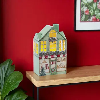 12" Green Red And Gold Iron Tabletop Sculpture