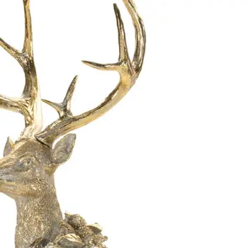 Set of Two Gold And Gray Polyresin Deer Figurine