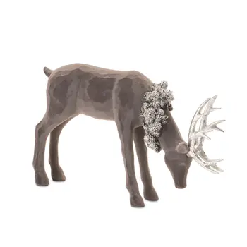 Set of Two Gray Resin Deer Figurine