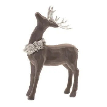Set of Two Gray Resin Deer Figurine