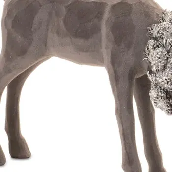 Set of Two Gray Resin Deer Figurine