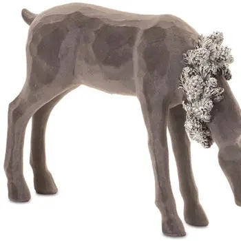 Set of Two Gray Resin Deer Figurine