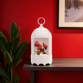 11" White And Red Plastic Tabletop Sculpture with LED