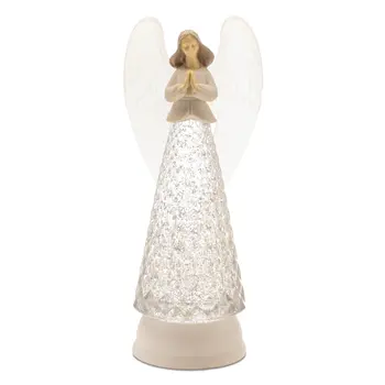 13" White Plastic Angel Tabletop Sculpture with LED