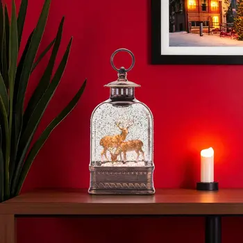 11" Brown And White Plastic Tabletop Sculpture with LED