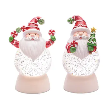 Set of Two White Green And Red Plastic Tabletop Sculpture with LED