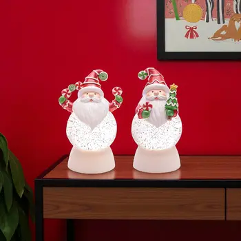 Set of Two White Green And Red Plastic Tabletop Sculpture with LED