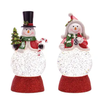 Set of Two White Green And Red Plastic Tabletop Sculpture with LED