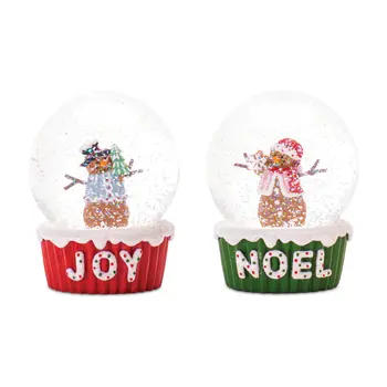 Set of Two Green Red And White Resin Tabletop Sculpture