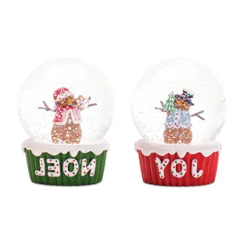 Set of Two Green Red And White Resin Tabletop Sculpture