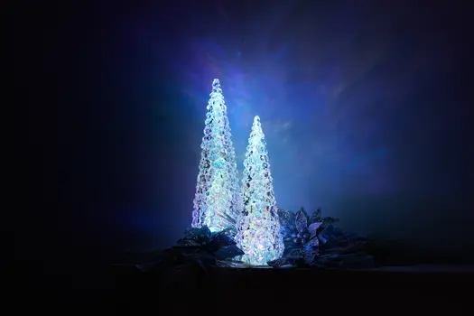 18" White Blue And Pink Plastic Tabletop Sculpture with LED
