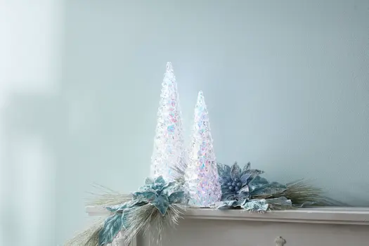 18" White Blue And Pink Plastic Tabletop Sculpture with LED