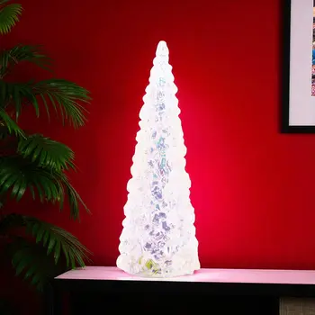 18" White Blue And Pink Plastic Tabletop Sculpture with LED