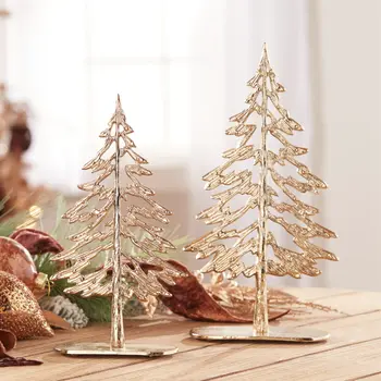 Set of Two Gold Aluminum Tabletop Sculpture