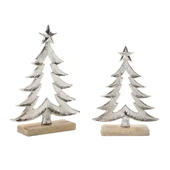 Set of Two Gray And Beige Aluminum Tabletop Sculpture