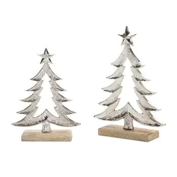 Set of Two Gray And Beige Aluminum Tabletop Sculpture