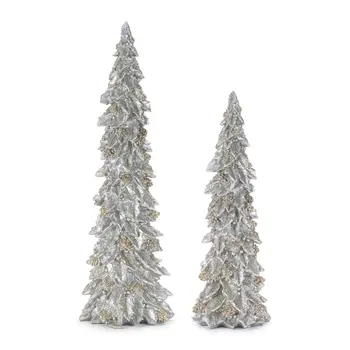 Set of Two Silver And Gold Polyresin Tabletop Sculpture