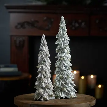 Set of Two Silver And Gold Polyresin Tabletop Sculpture