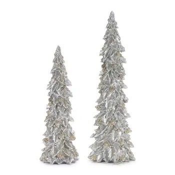 Set of Two Silver And Gold Polyresin Tabletop Sculpture