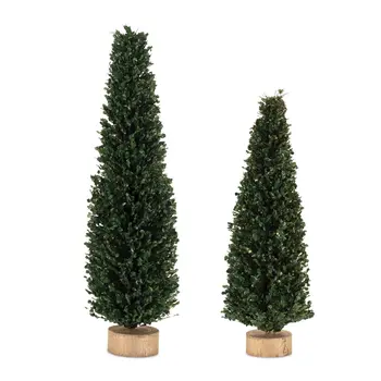 Set of Two Green And Beige Plastic Tabletop Sculpture