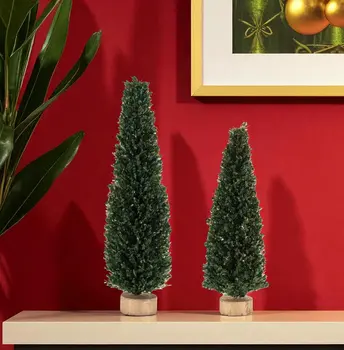 Set of Two Green And Beige Plastic Tabletop Sculpture
