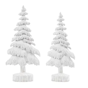 Set of Two White Polyresin Tabletop Sculpture