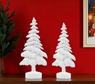 Set of Two White Polyresin Tabletop Sculpture