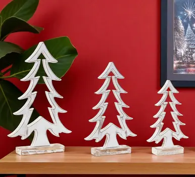 Set of Two White And Beige Tabletop Sculpture