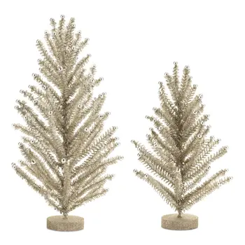 Set of Two Silver Plastic Tabletop Sculpture