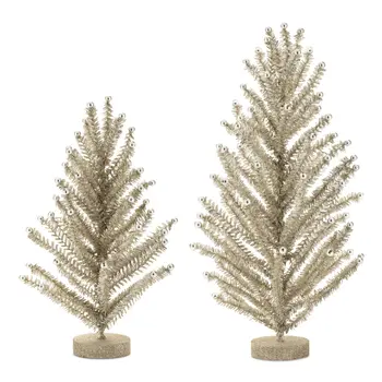Set of Two Silver Plastic Tabletop Sculpture