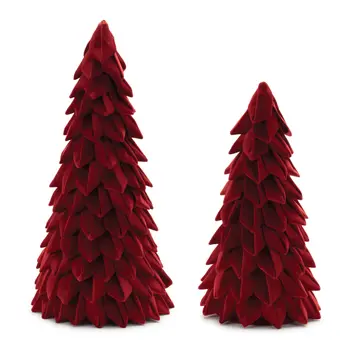 Set of Two Red Fabric Tabletop Sculpture