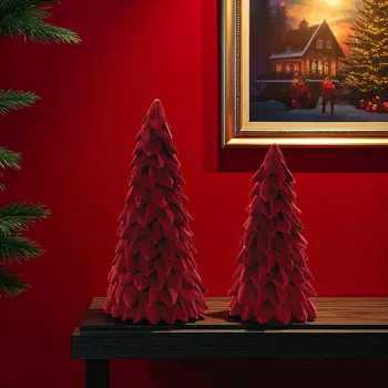 Set of Two Red Fabric Tabletop Sculpture
