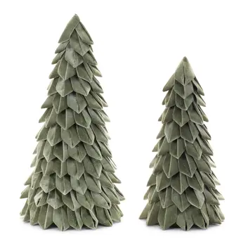 Set of Two Green Fabric Tabletop Sculpture