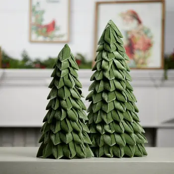 Set of Two Green Fabric Tabletop Sculpture