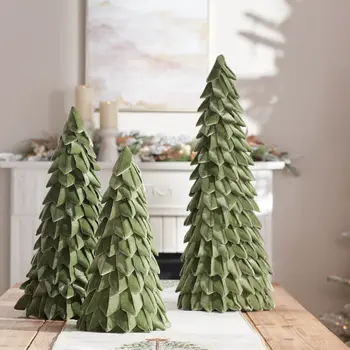 Set of Two Green Fabric Tabletop Sculpture