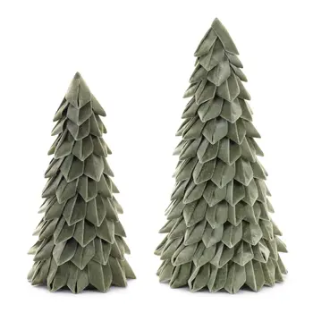 Set of Two Green Fabric Tabletop Sculpture