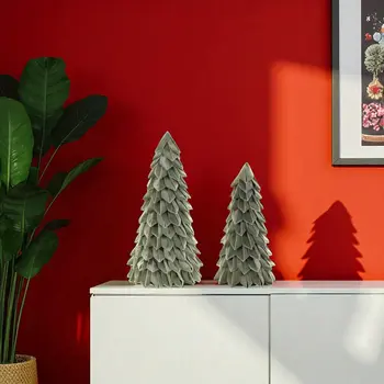 Set of Two Green Fabric Tabletop Sculpture