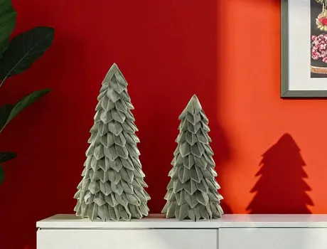 Set of Two Green Fabric Tabletop Sculpture